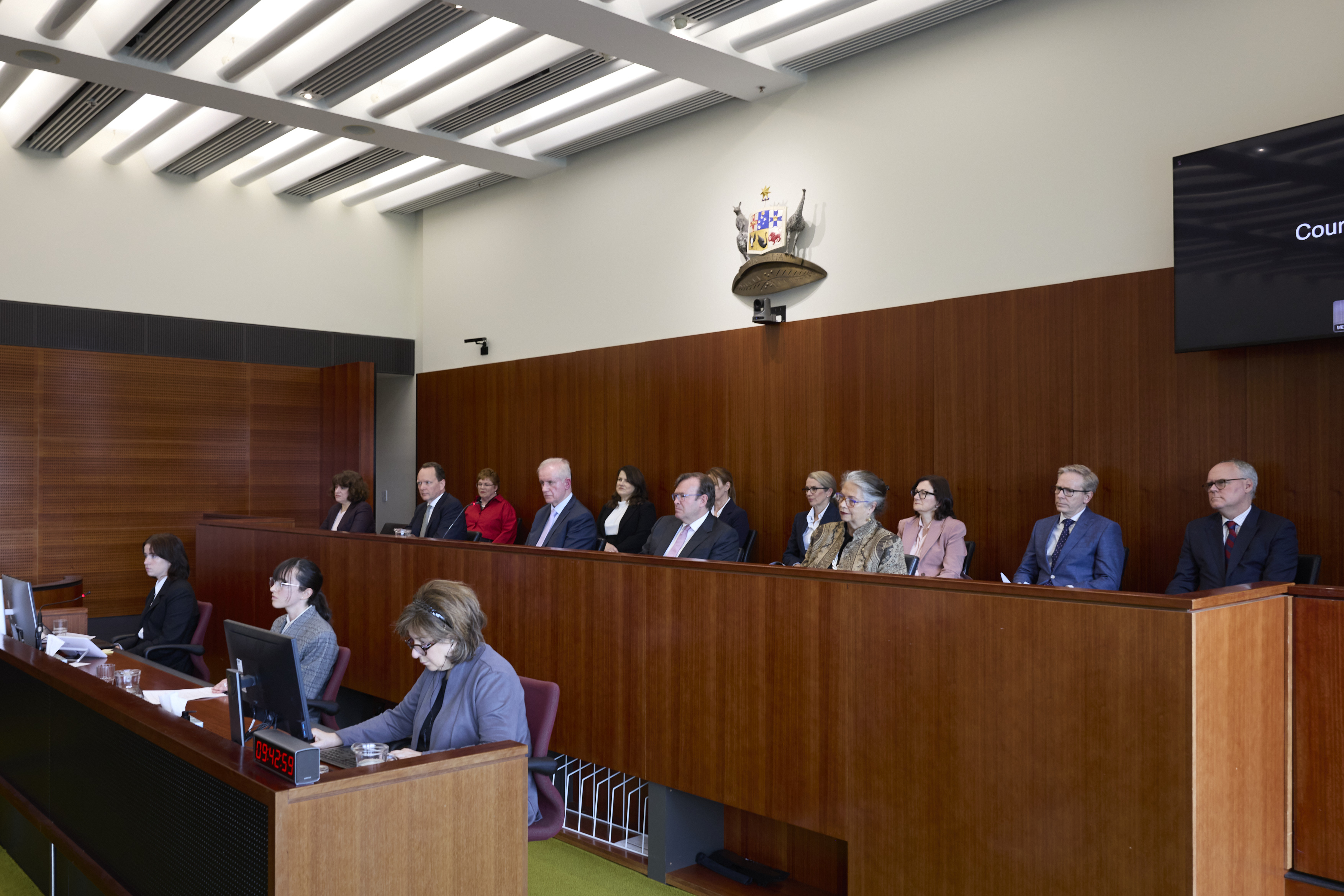 A photo of the President and Deputy Presidents of the Administrative Review Tribunal at a ceremonial sitting in the Federal Court of Australia.